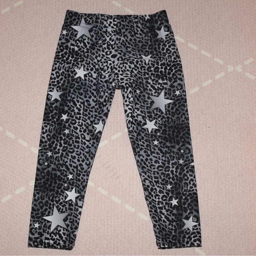 Dori Creations Toddler Girl 2T Star Leggings Black & Grey Leopard Print - Picture 1 of 2